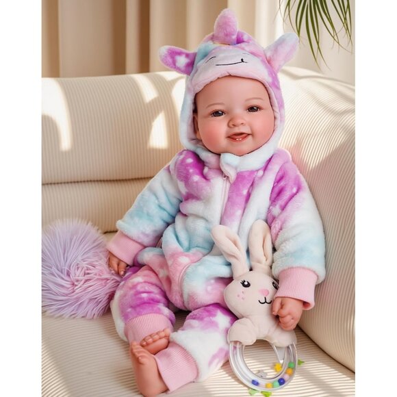 🆕17inch Realistic cloth body Baby Doll Real Life Baby Girl with Accessories - Picture 1 of 9
